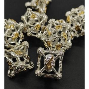 7 Piece Hollow Metal Dice Set Skull Series